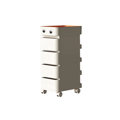 Modern Minimalist Rectangular ABS Movable Universal Wheel Side Table 1/2/3/4-Drawer For Living Room