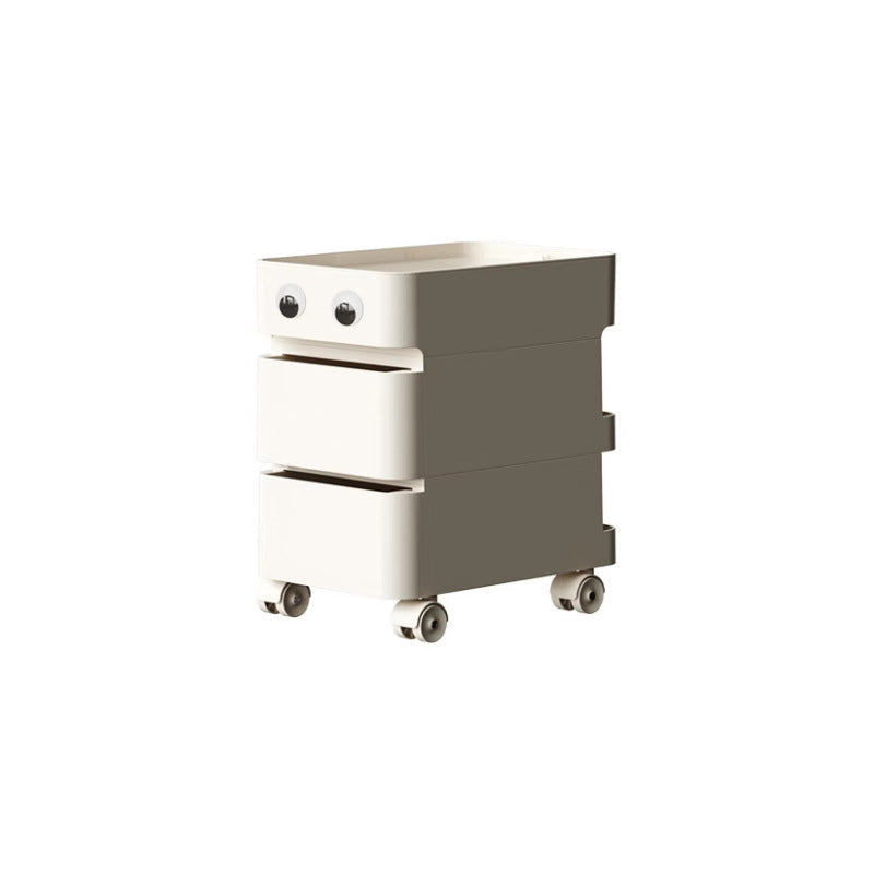 Modern Minimalist Rectangular ABS Movable Universal Wheel Side Table 1/2/3/4-Drawer For Living Room