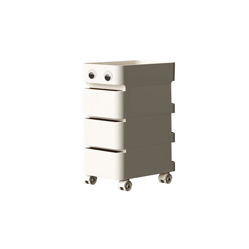 Modern Minimalist Rectangular ABS Movable Universal Wheel Side Table 1/2/3/4-Drawer For Living Room