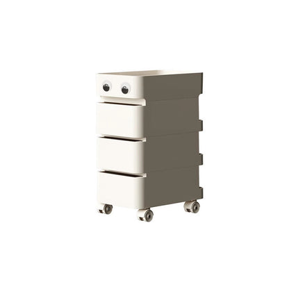 Modern Minimalist Rectangular ABS Movable Universal Wheel Side Table 1/2/3/4-Drawer For Living Room