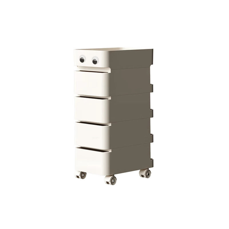 Modern Minimalist Rectangular ABS Movable Universal Wheel Side Table 1/2/3/4-Drawer For Living Room