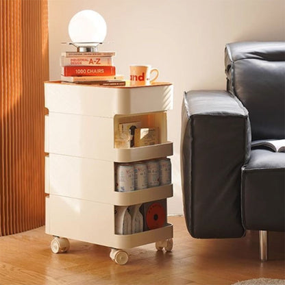 Modern Minimalist Rectangular ABS Movable Universal Wheel Side Table 1/2/3/4-Drawer For Living Room