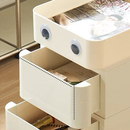 Modern Minimalist Rectangular ABS Movable Universal Wheel Side Table 1/2/3/4-Drawer For Living Room