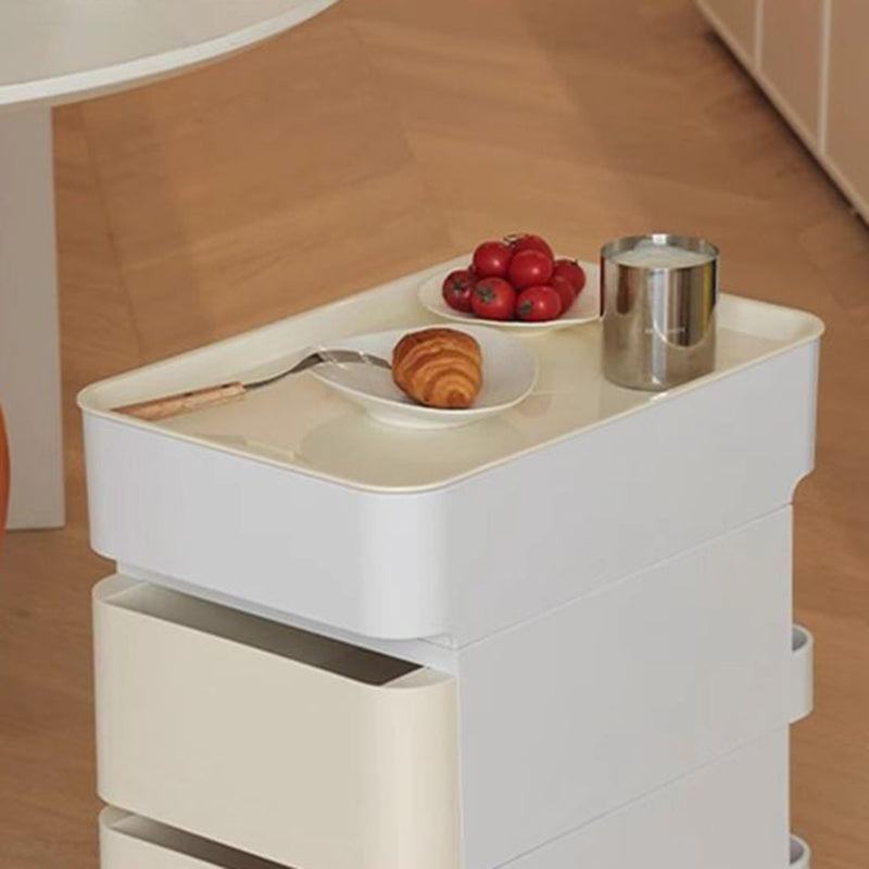 Modern Minimalist Rectangular ABS Movable Universal Wheel Side Table 1/2/3/4-Drawer For Living Room
