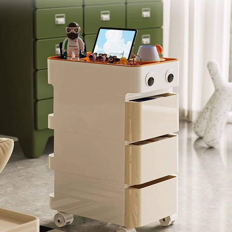 Modern Minimalist Rectangular ABS Movable Universal Wheel Side Table 1/2/3/4-Drawer For Living Room
