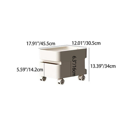 Modern Minimalist Rectangular ABS Movable Universal Wheel Side Table 1/2/3/4-Drawer For Living Room