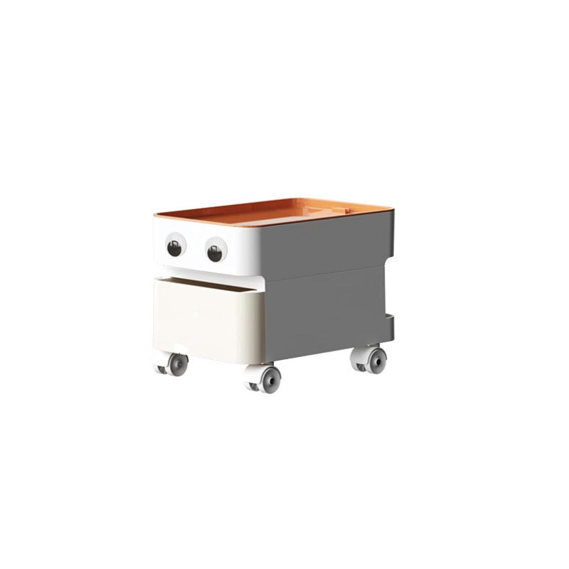 Modern Minimalist Rectangular ABS Movable Universal Wheel Side Table 1/2/3/4-Drawer For Living Room