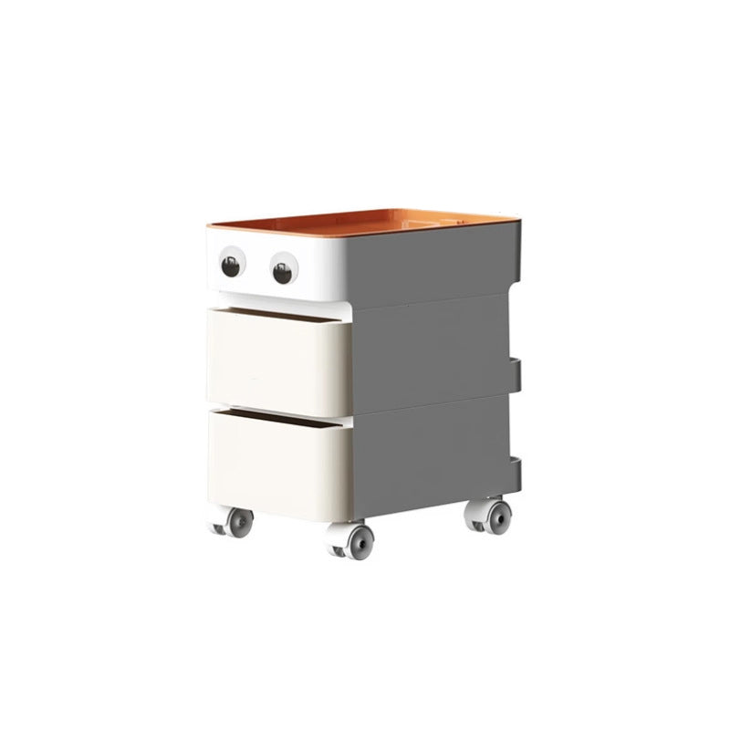 Modern Minimalist Rectangular ABS Movable Universal Wheel Side Table 1/2/3/4-Drawer For Living Room