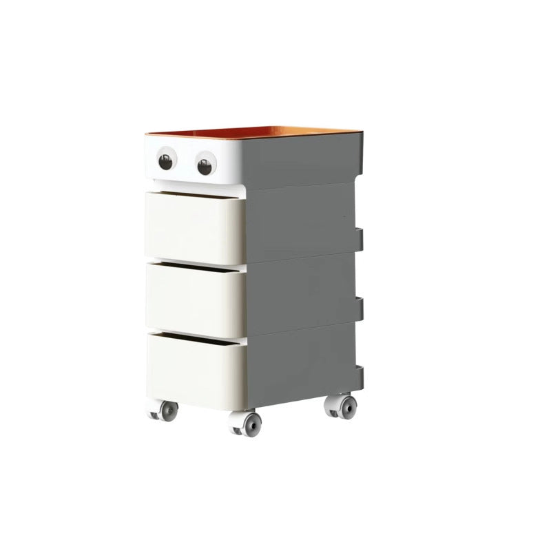 Modern Minimalist Rectangular ABS Movable Universal Wheel Side Table 1/2/3/4-Drawer For Living Room
