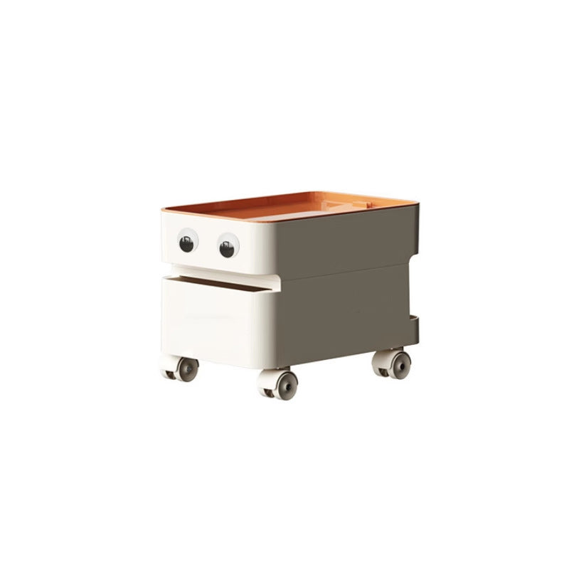Modern Minimalist Rectangular ABS Movable Universal Wheel Side Table 1/2/3/4-Drawer For Living Room