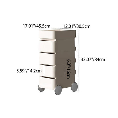 Modern Minimalist Rectangular ABS Movable Moon Wheel Side Table 1/2/3/4-Drawer For Living Room