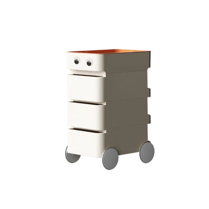 Modern Minimalist Rectangular ABS Movable Moon Wheel Side Table 1/2/3/4-Drawer For Living Room