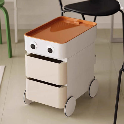 Modern Minimalist Rectangular ABS Movable Moon Wheel Side Table 1/2/3/4-Drawer For Living Room