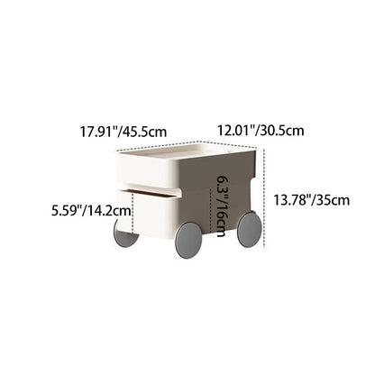 Modern Minimalist Rectangular ABS Movable Moon Wheel Side Table 1/2/3/4-Drawer For Living Room