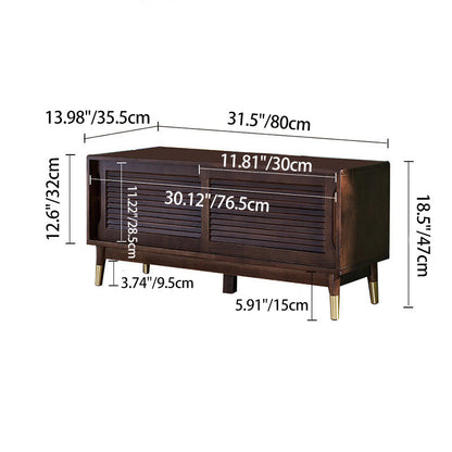 Traditional Vintage Rectangle Rubberwood Shoe Storage 2-Tier For Entryways