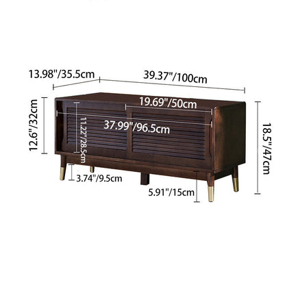 Traditional Vintage Rectangle Rubberwood Shoe Storage 2-Tier For Entryways