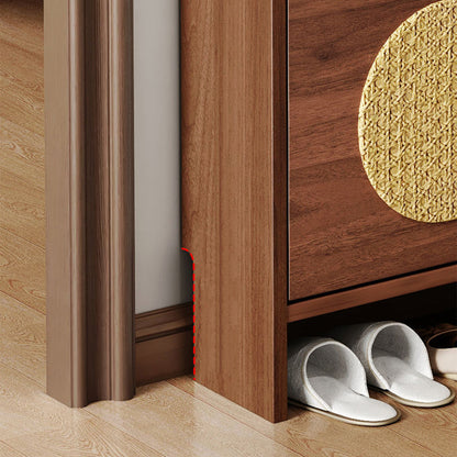 Traditional Vintage Rectangle MDF & Artificial Leather Weaving Shoe Storage 3- Tier For Entryways