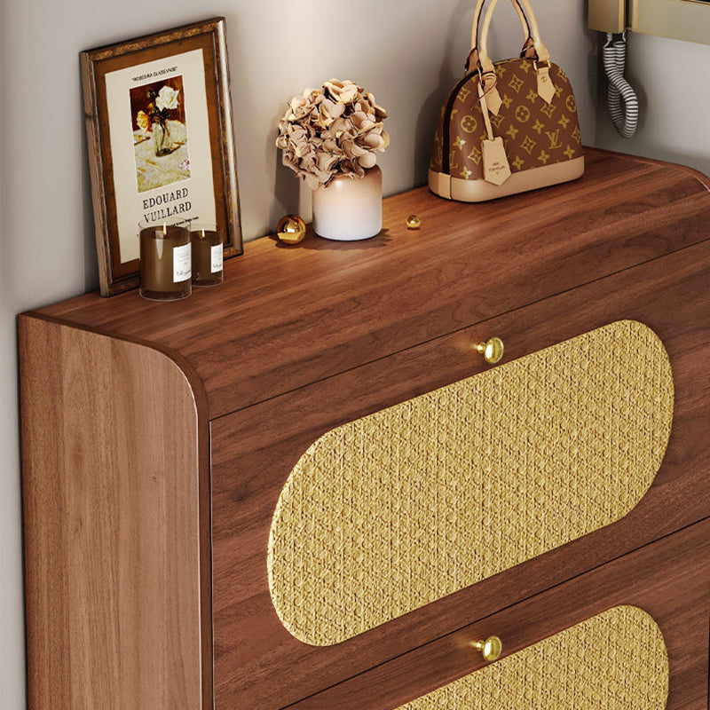 Traditional Vintage Rectangle MDF & Artificial Leather Weaving Shoe Storage 3- Tier For Entryways