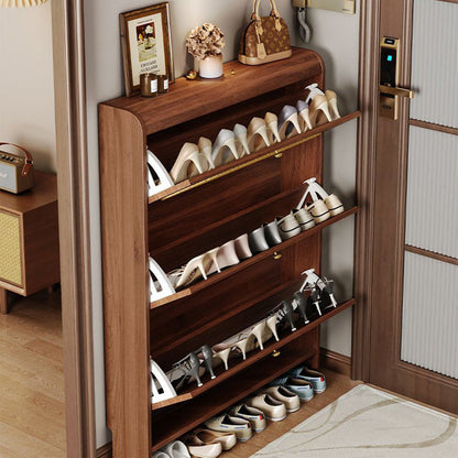 Traditional Vintage Rectangle MDF & Artificial Leather Weaving Shoe Storage 3- Tier For Entryways
