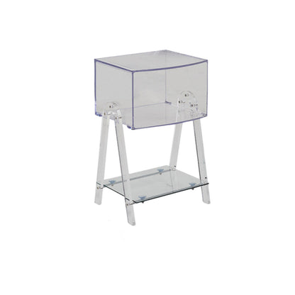 Modern Minimalist Rectangle Acrylic Beech Wood End Table 2-Tier For Living Room