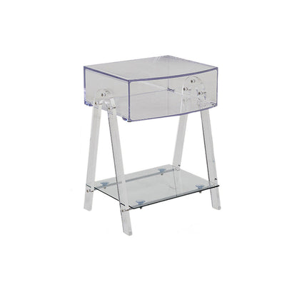 Modern Minimalist Rectangle Acrylic Beech Wood End Table 2-Tier For Living Room