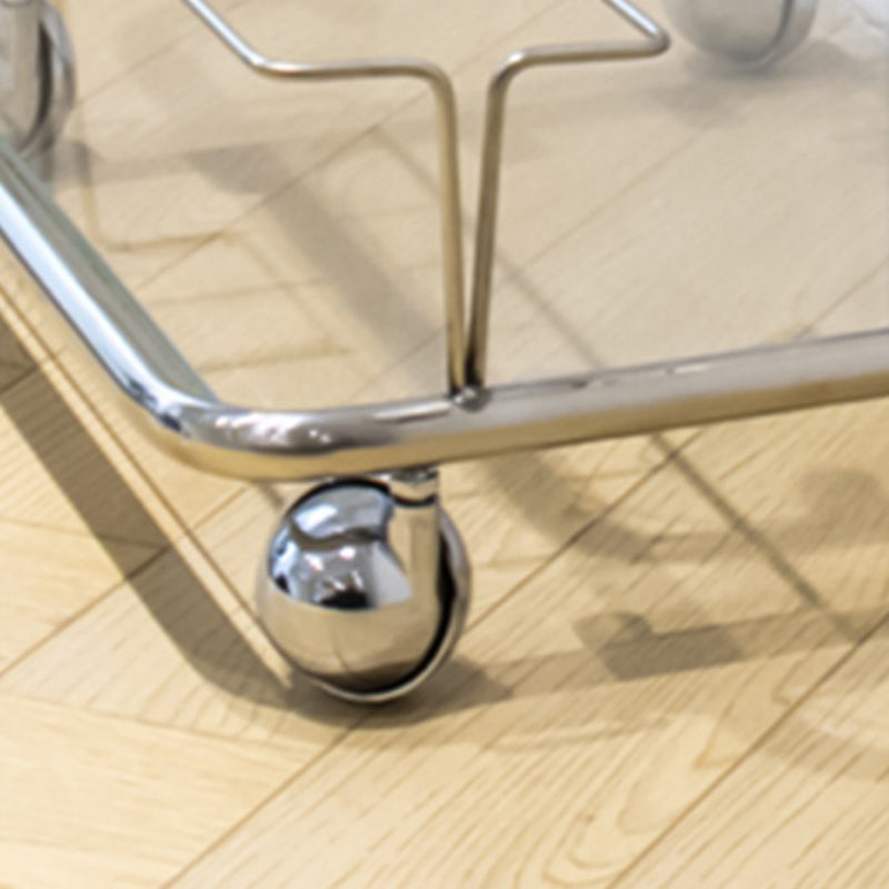 Modern Simplicity Rectangle Stainless Steel Glass Movable End Table 4-Tier For Living Room