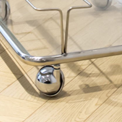Modern Simplicity Rectangle Stainless Steel Glass Movable End Table 4-Tier For Living Room