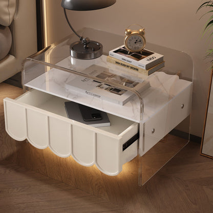 Modern Simplicity Rectangle Pine Wood Acrylic Nightstand 2-Tier For Bedroom