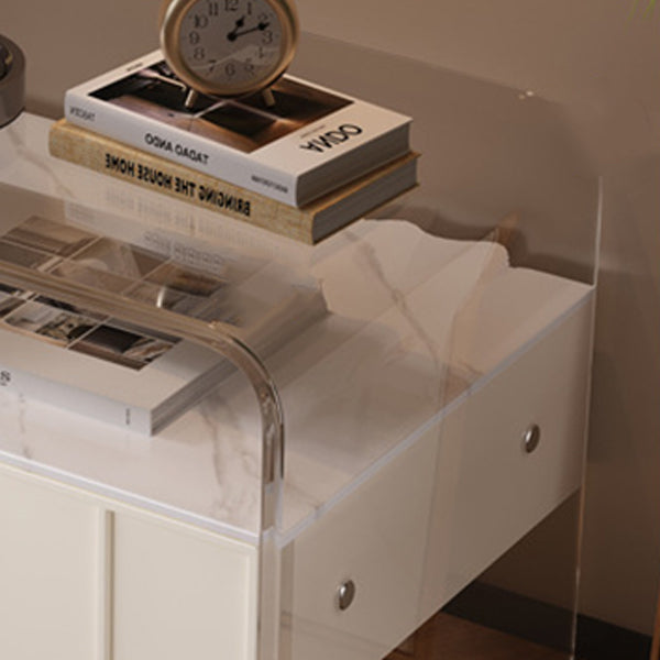 Modern Simplicity Rectangle Pine Wood Acrylic Nightstand 2-Tier For Bedroom