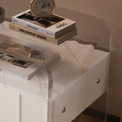 Modern Simplicity Rectangle Pine Wood Acrylic Nightstand 2-Tier For Bedroom