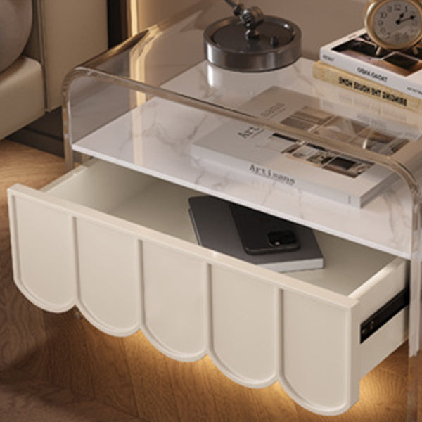 Modern Simplicity Rectangle Pine Wood Acrylic Nightstand 2-Tier For Bedroom