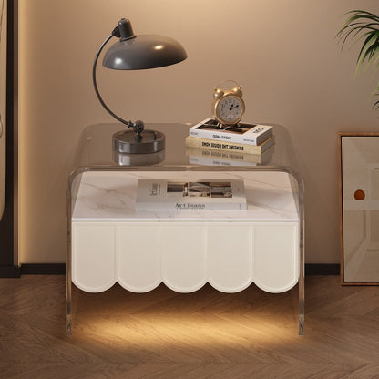 Modern Simplicity Rectangle Pine Wood Acrylic Nightstand 2-Tier For Bedroom