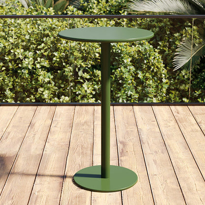 Modern Minimalist Round Iron Outdoor Bar Table 1-Tier For Garden