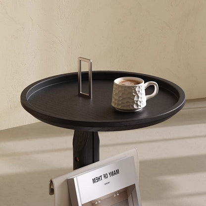 Contemporary Creative Round Triangle MDF Stainless Steel Faux Saddle Leather Coffee Table 2-Tier For Living Room