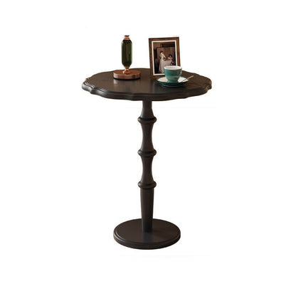 Traditional Vintage Round Lacework Rubberwood Coffee Table 1-Tier For Living Room