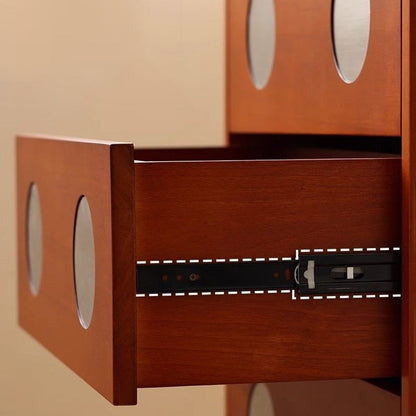 Contemporary Retro Cuboid Metal Pine Wood Plywood Storage Cabinet 3-Drawer For Bedroom