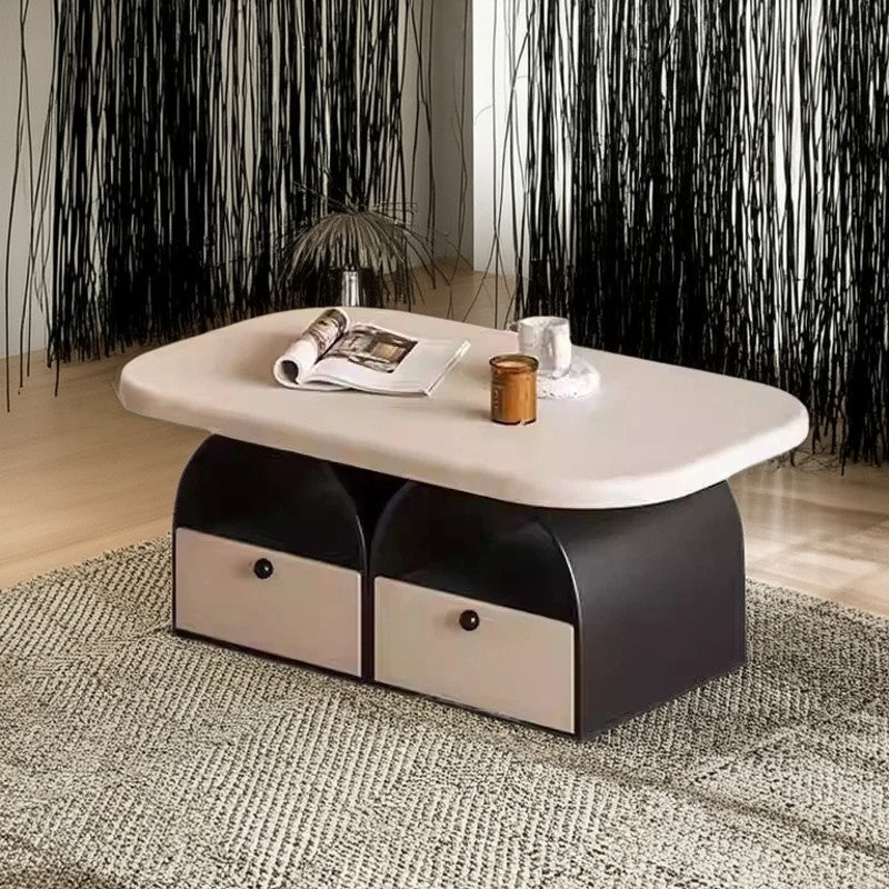Modern Art Deco Eyeglasses Solid Wood Plywood Rubberwood & MDF Coffee Table 4-Drawer For Living Room