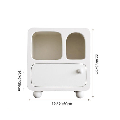 Contemporary Nordic Square Skeleton MDF & Particle Board Nightstand 1-Drawer For Bedroom