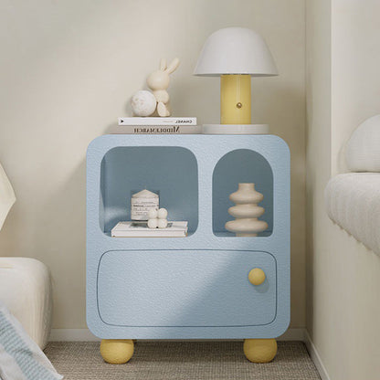 Contemporary Nordic Square Skeleton MDF & Particle Board Nightstand 1-Drawer For Bedroom