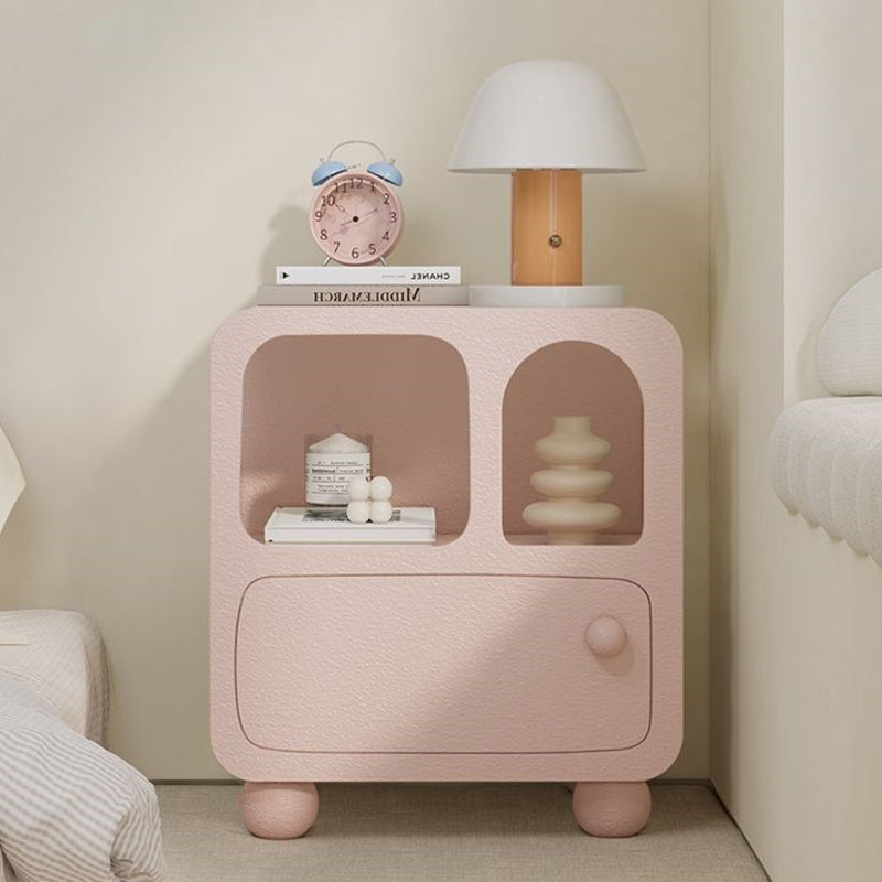 Contemporary Nordic Square Skeleton MDF & Particle Board Nightstand 1-Drawer For Bedroom