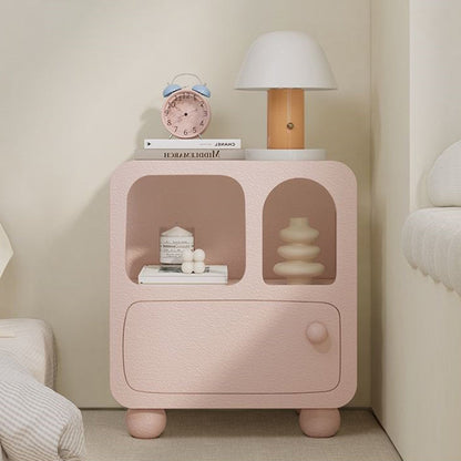 Contemporary Nordic Square Skeleton MDF & Particle Board Nightstand 1-Drawer For Bedroom