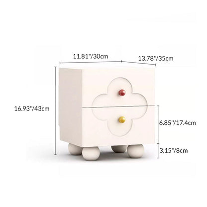 Modern Simplicity Four-Leaf Clover Square MDF Nightstand 2-Drawer For Bedroom