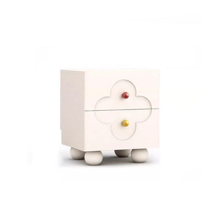 Modern Simplicity Four-Leaf Clover Square MDF Nightstand 2-Drawer For Bedroom