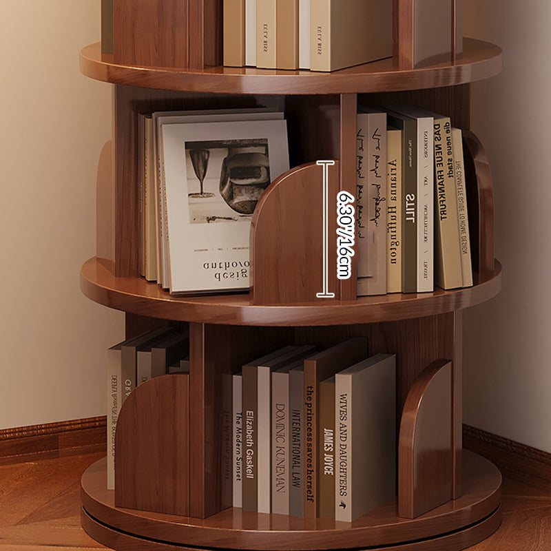 Modern Minimalist Cylindrical Bamboo Metal & MDF Rotatable Floor-Standing Bookshelf 3/4/5/6/7-Tier For Study