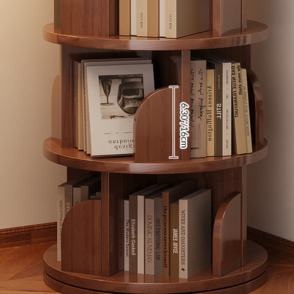 Modern Minimalist Cylindrical Bamboo Metal & MDF Rotatable Floor-Standing Bookshelf 3/4/5/6/7-Tier For Study