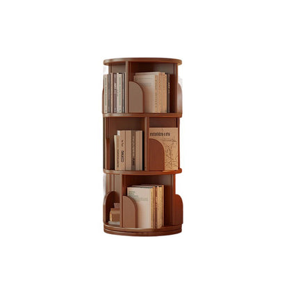 Modern Minimalist Cylindrical Bamboo Metal & MDF Rotatable Floor-Standing Bookshelf 3/4/5/6/7-Tier For Study