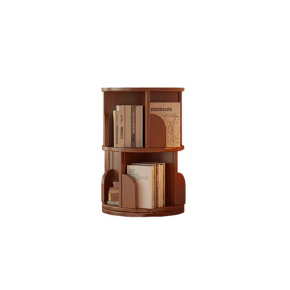 Modern Minimalist Cylindrical Bamboo Metal & MDF Rotatable Floor-Standing Bookshelf 3/4/5/6/7-Tier For Study
