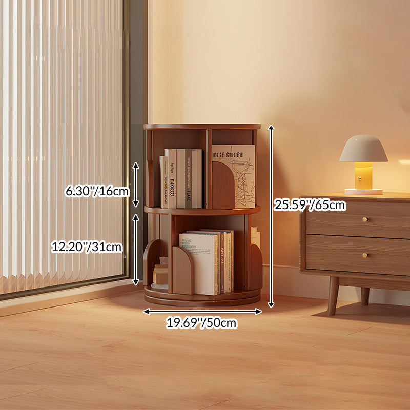 Modern Minimalist Cylindrical Bamboo Metal & MDF Rotatable Floor-Standing Bookshelf 3/4/5/6/7-Tier For Study
