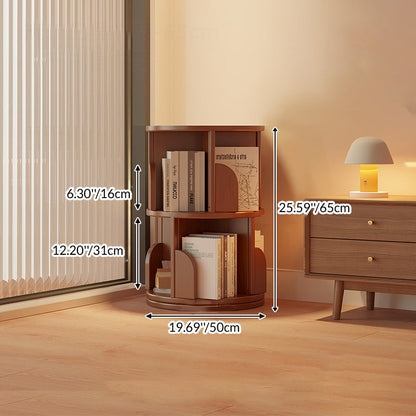 Modern Minimalist Cylindrical Bamboo Metal & MDF Rotatable Floor-Standing Bookshelf 3/4/5/6/7-Tier For Study