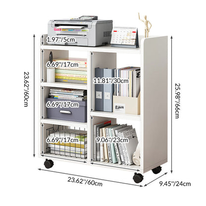 Modern Minimalist Rectangular MDF Plastic Movable Bookshelves 5-Cabinet For Study